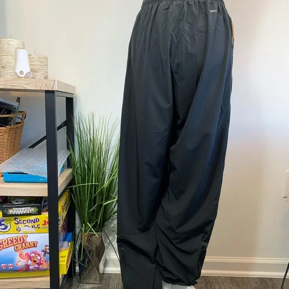 Nike Black Pant Yellow Stripes L drawstring elastic waist zipper pockets & legs - Picture 2 of 8